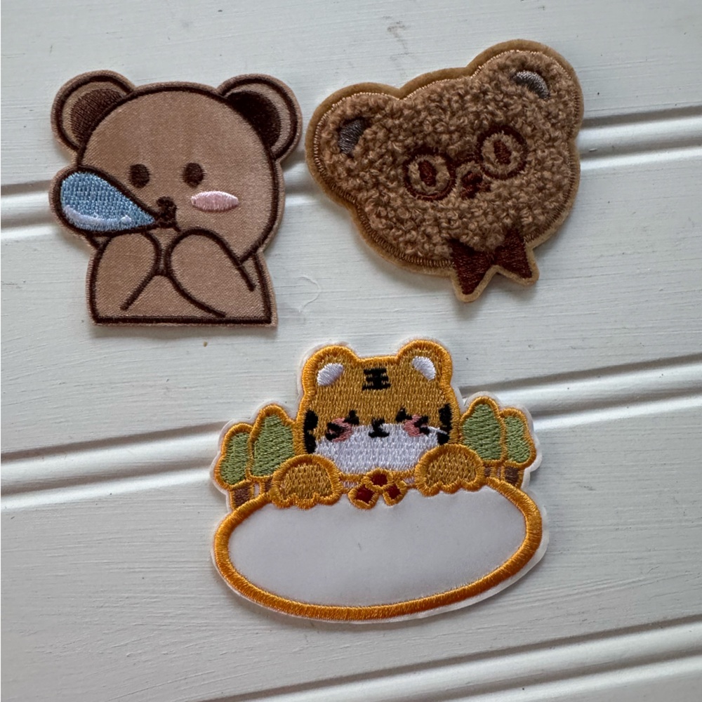 Crown Bear and Tiger Bib Patches - Brown and Green